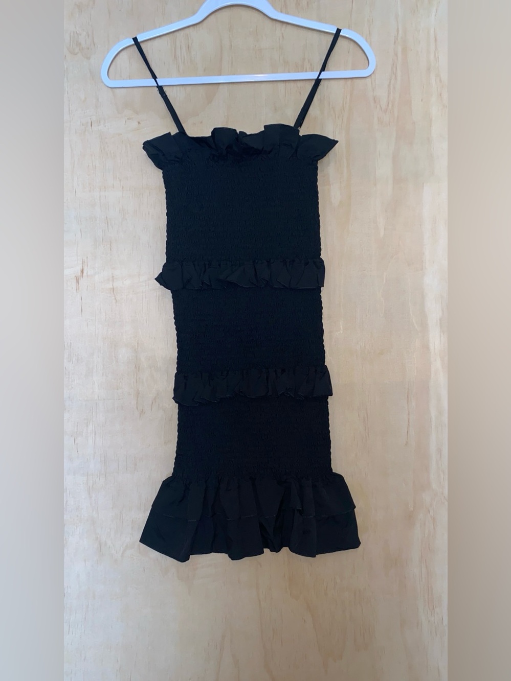 C+D+M Black Ruffle Mini Dress with Spaghetti Straps size small
